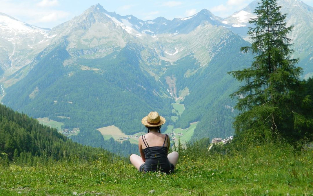 woman and mountain