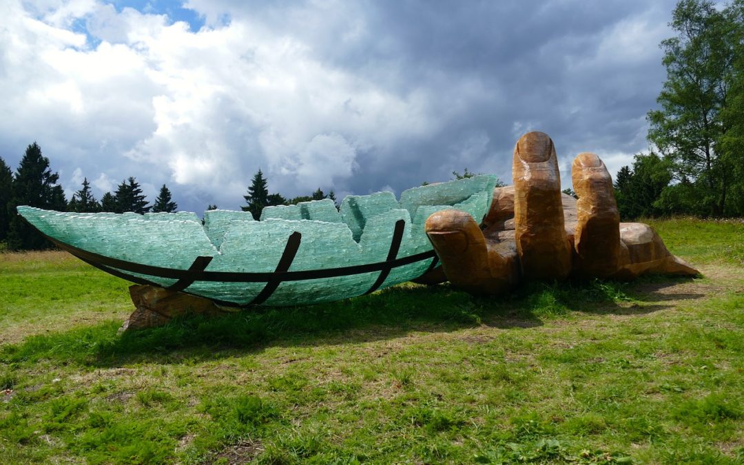 sculpture of hand and ark